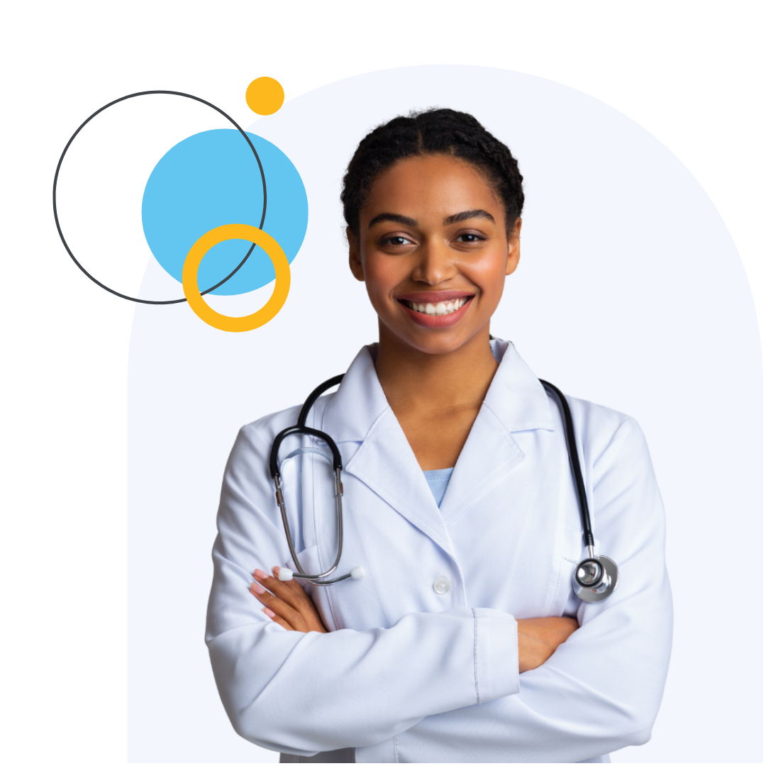 Senior clinician with practice performance overview